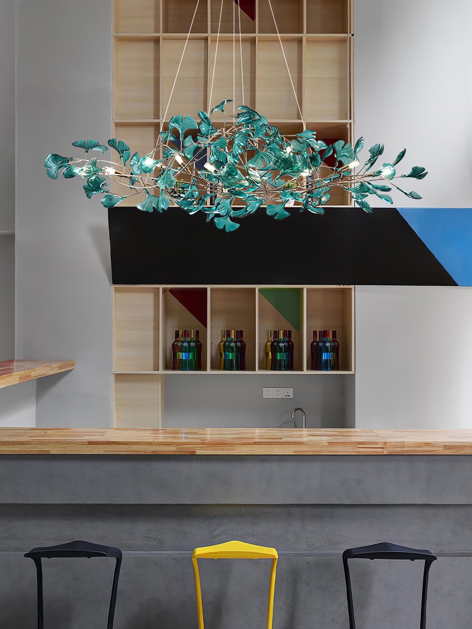 Acrylic Ginkgo Leaf Chandelier 31.5"