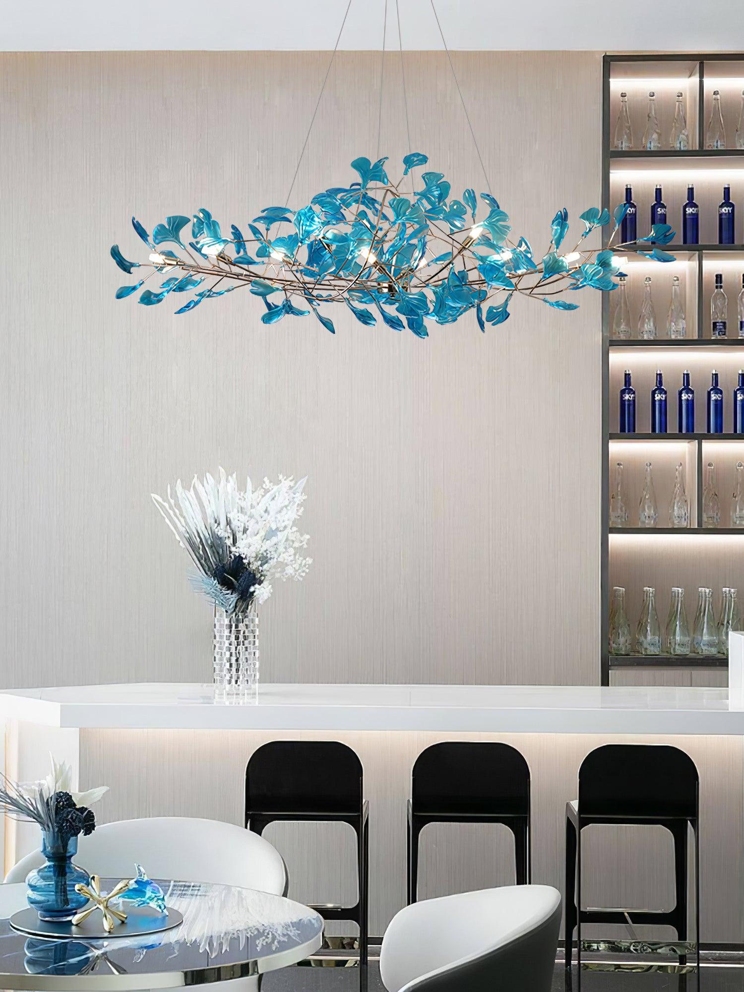 Acrylic Ginkgo Leaf Chandelier 31.5"