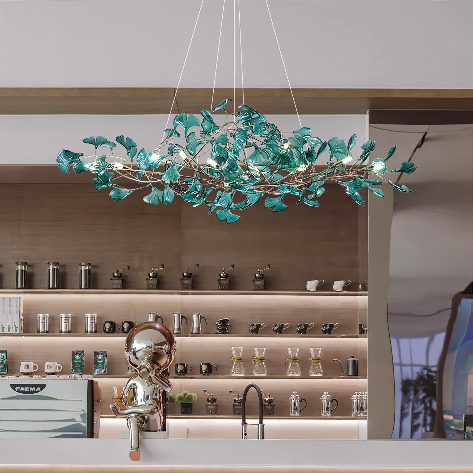 Acrylic Ginkgo Leaf Chandelier 31.5"