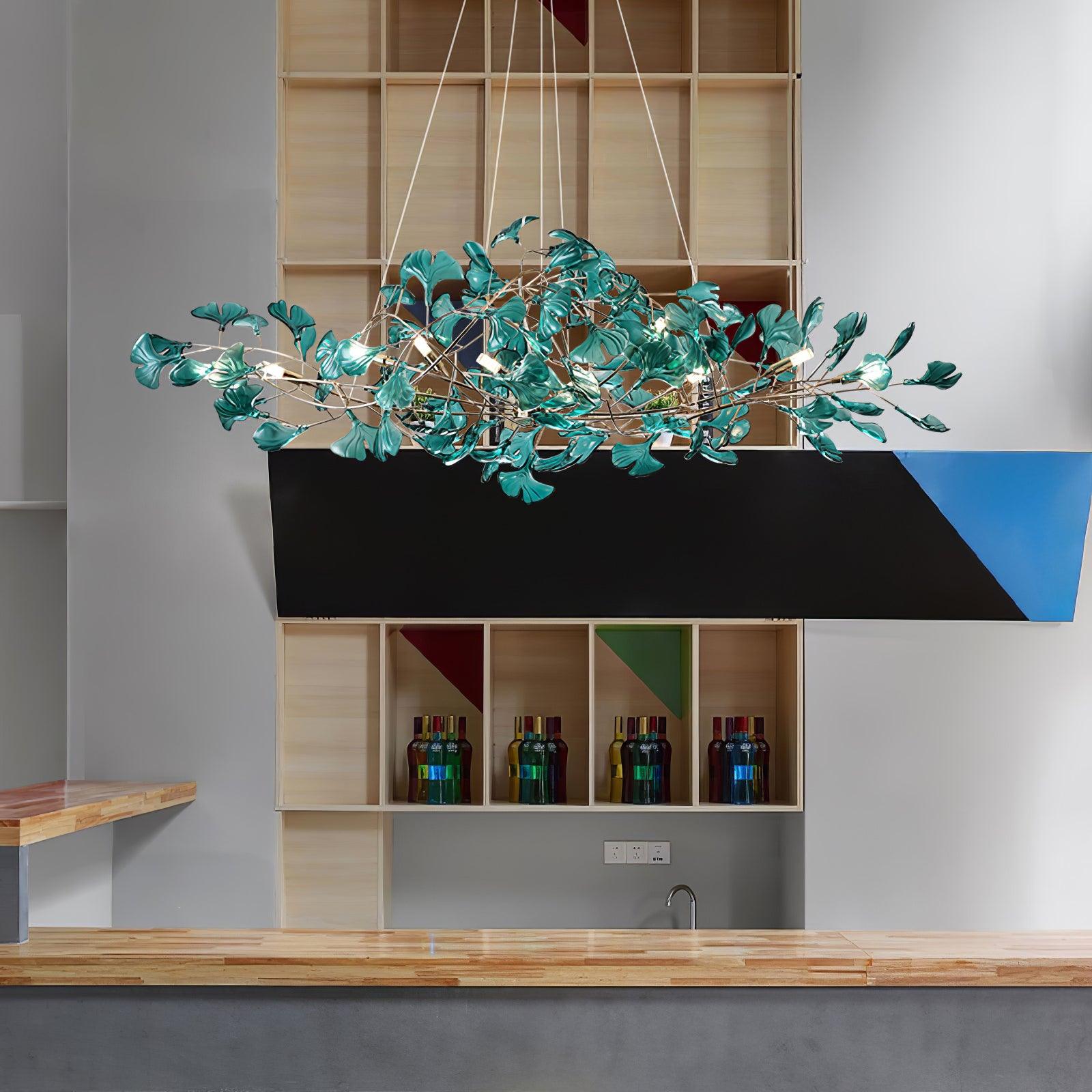 Acrylic Ginkgo Leaf Chandelier 31.5"