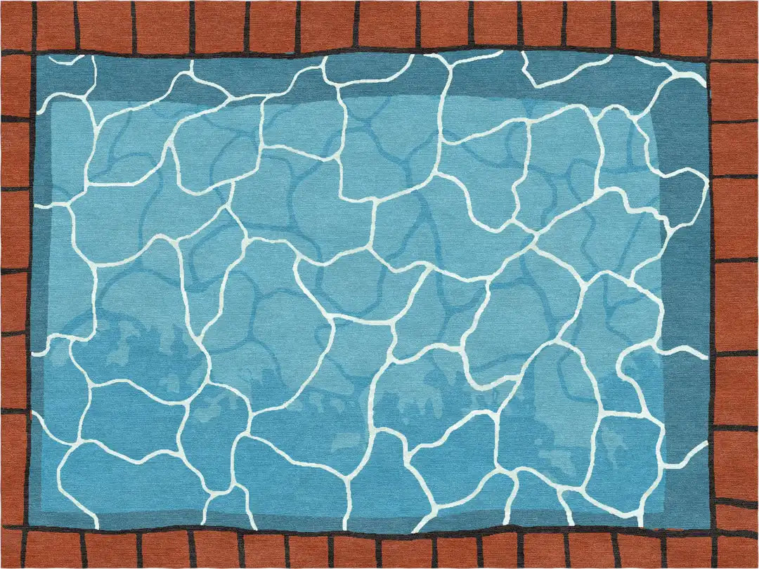 "Pool" - Handmade Wool and Silk Rug, After Swim Collection