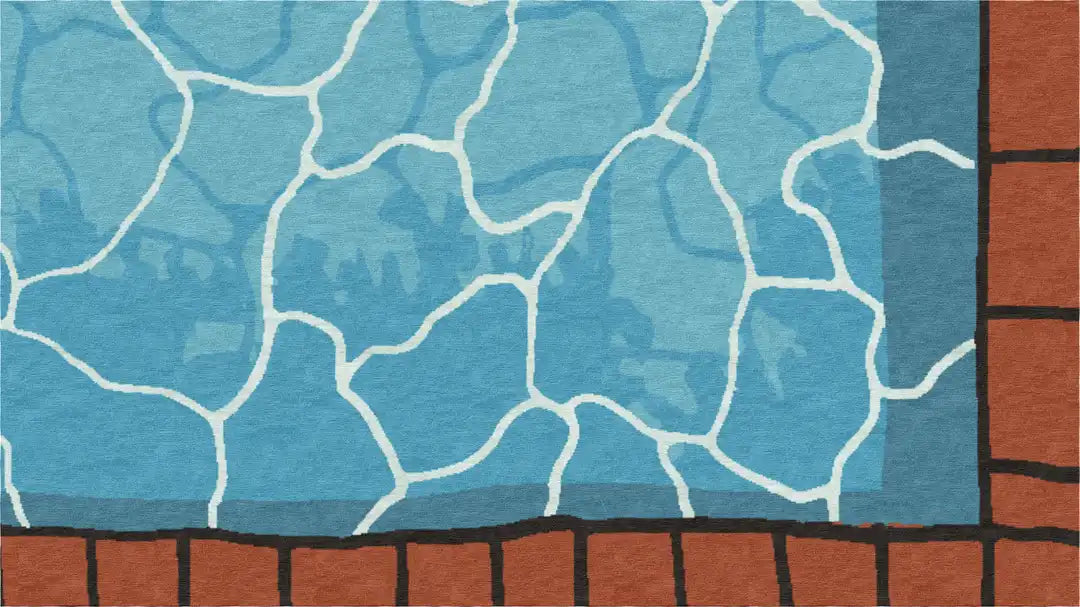 "Pool" - Handmade Wool and Silk Rug, After Swim Collection