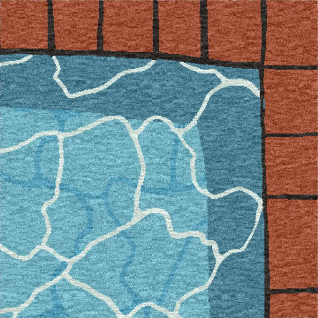 "Pool" - Handmade Wool and Silk Rug, After Swim Collection