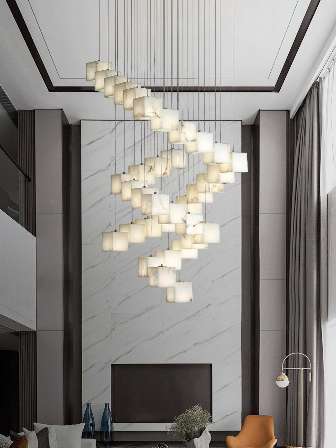 Alabaster Box Chandelier 28.3"