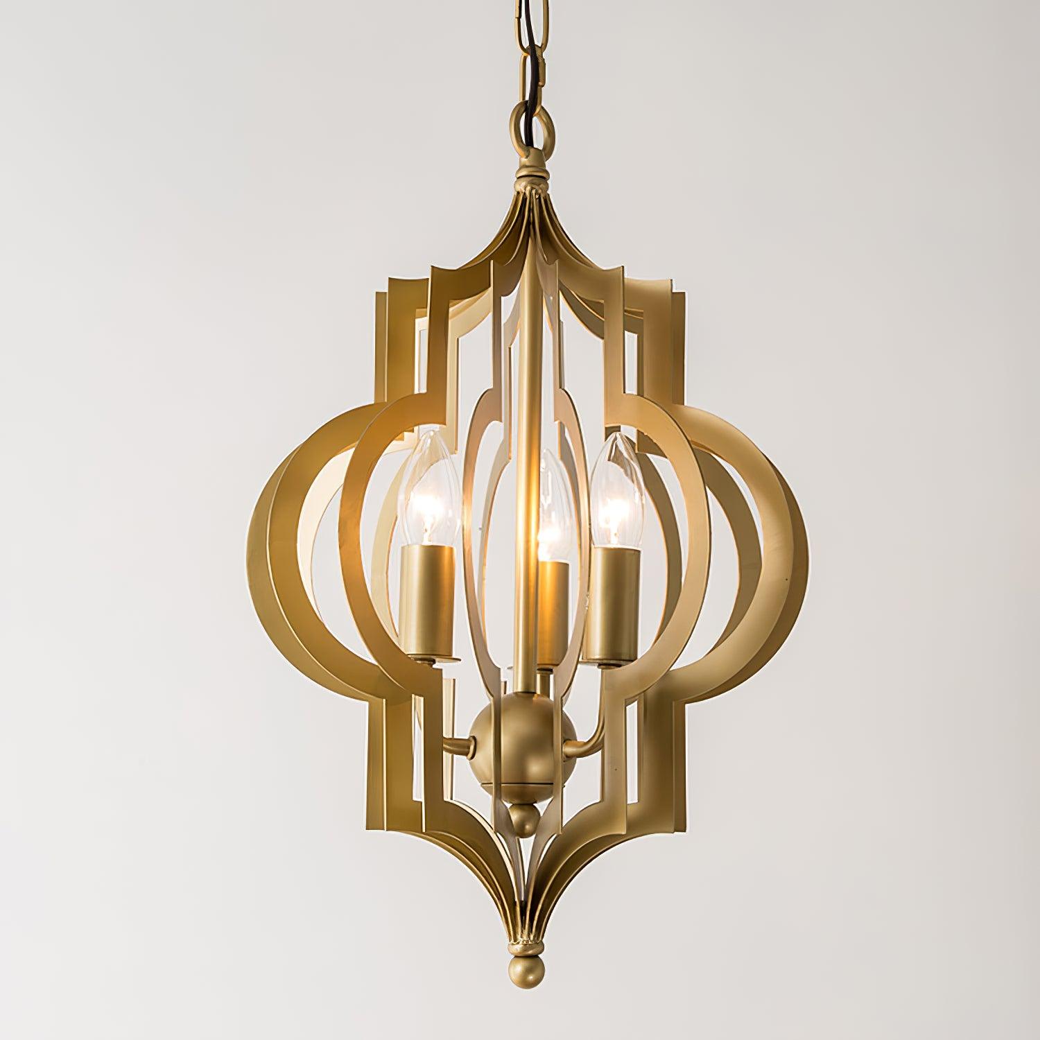 Antique Gold Leaf Lantern Chandelier 12.2"