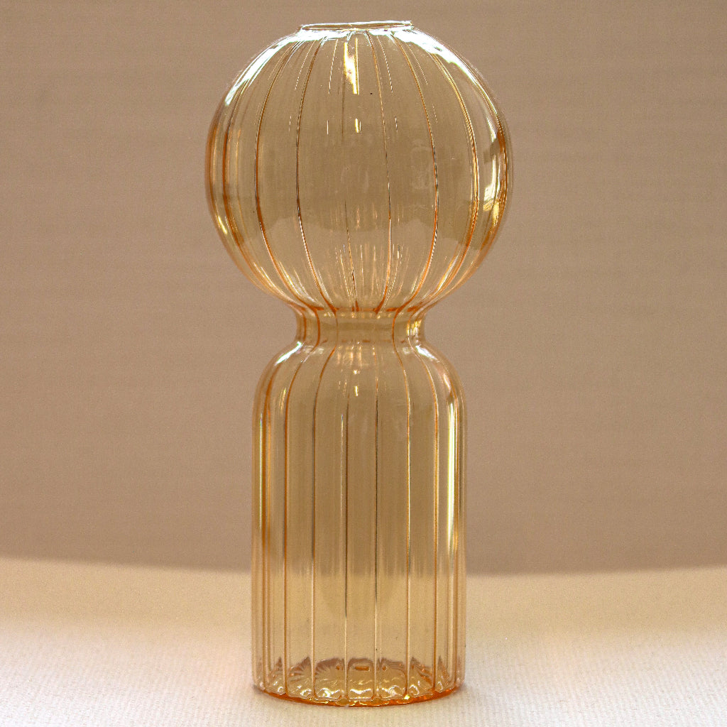 Apricot Ribbed Vase - Pair