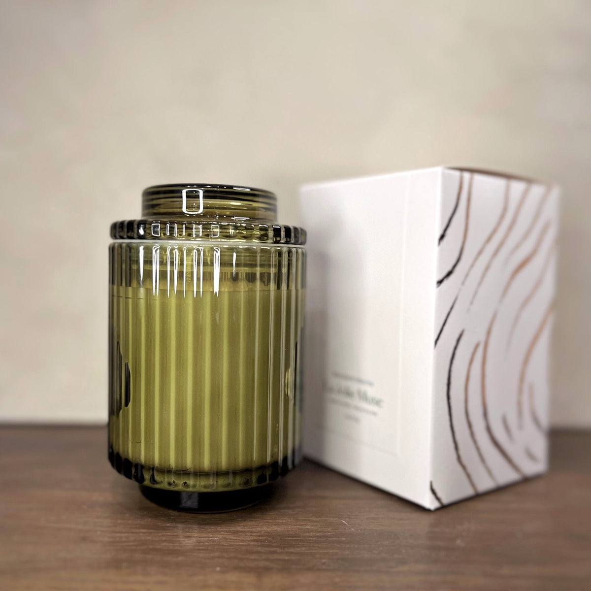 Aurélie Reeded Glass Candle: Mandarin Matcha (M) - Source by Studio Skara, view 4