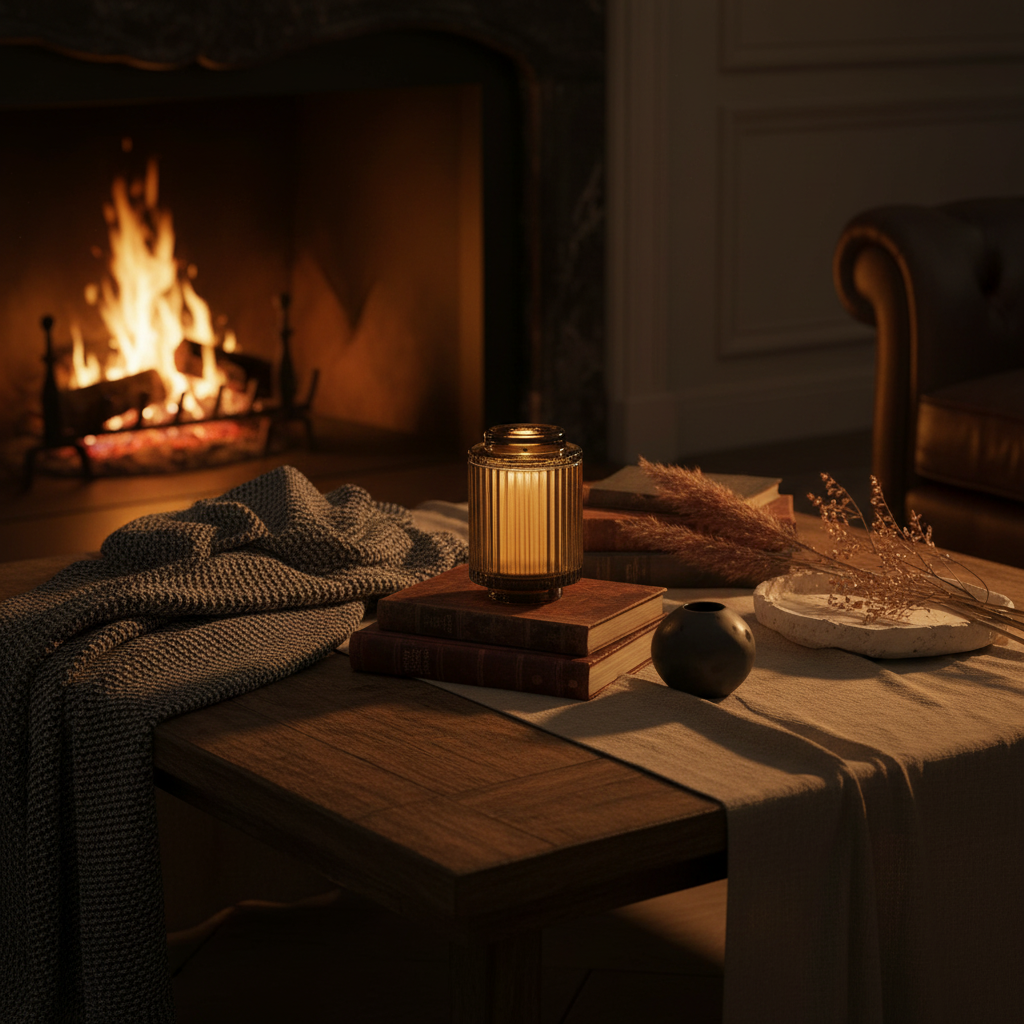 Aurélie Reeded Glass Candle: Hearth & Velvet Flames - (M) - Source by Studio Skara, view 3