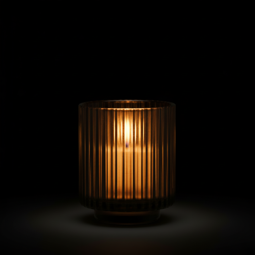 Aurélie Reeded Glass Candle: Hearth & Velvet Flames - (M) - Source by Studio Skara, view 4