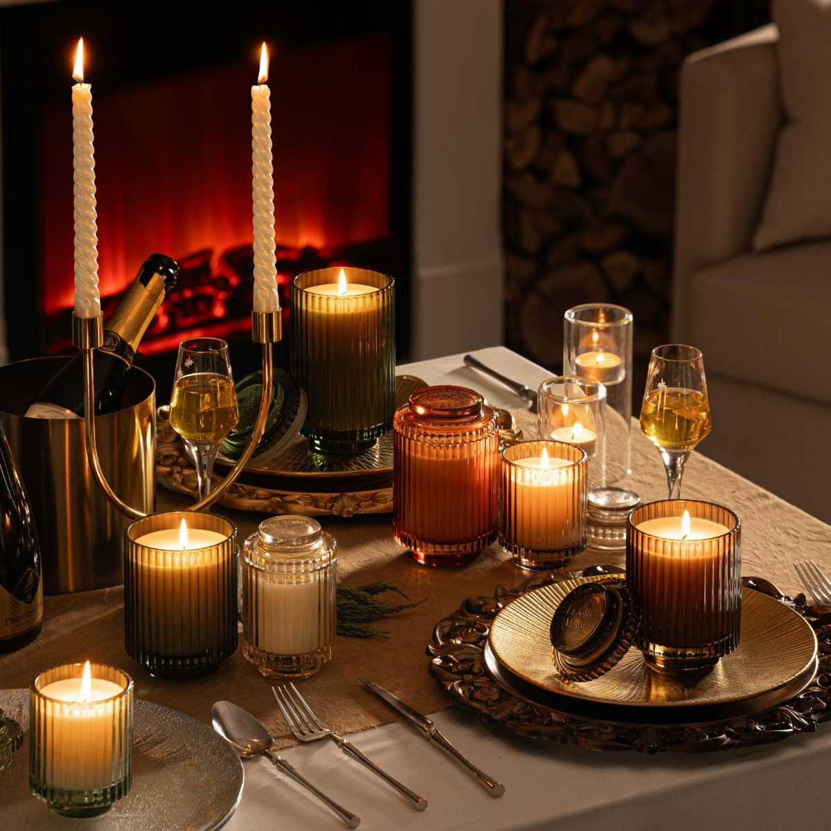 Aurélie Reeded Glass Candle: Sylvan Figue (M) - Source by Studio Skara, view 3