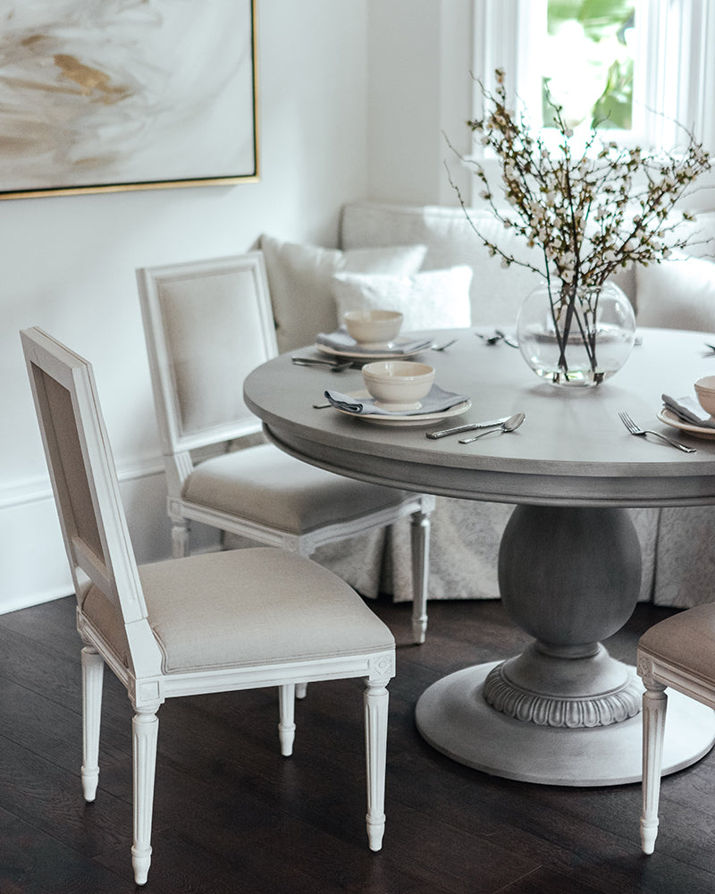 55" Charlotte Pedestal Table (Aged French Grey)
