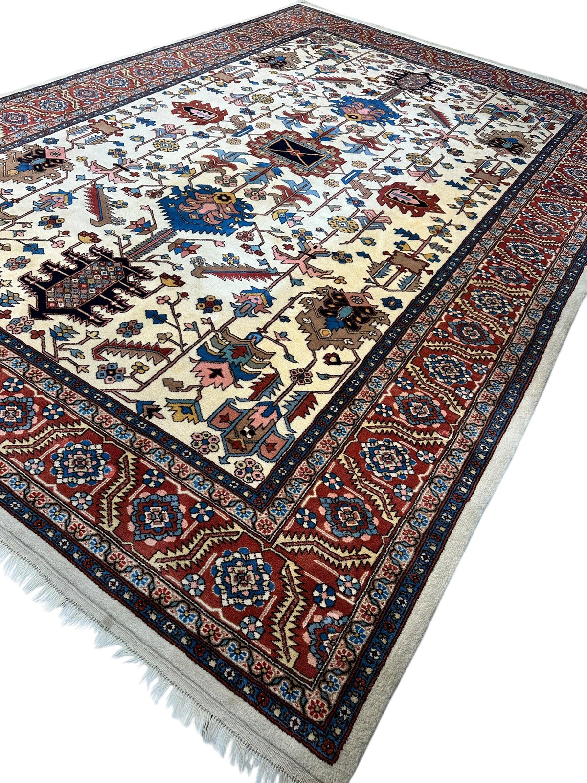 Hand-Knotted Vintage Afghani Serapi Wool Rug – 10'10" x 15'10" – Elegant Traditional Area Rug - Rugistan, view 8