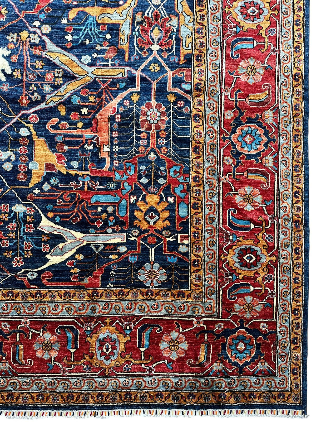 Afghan Bidjar Rug 9x12 | Navy, Red & Gold | Hand-Knotted Wool - Rugistan, view 10