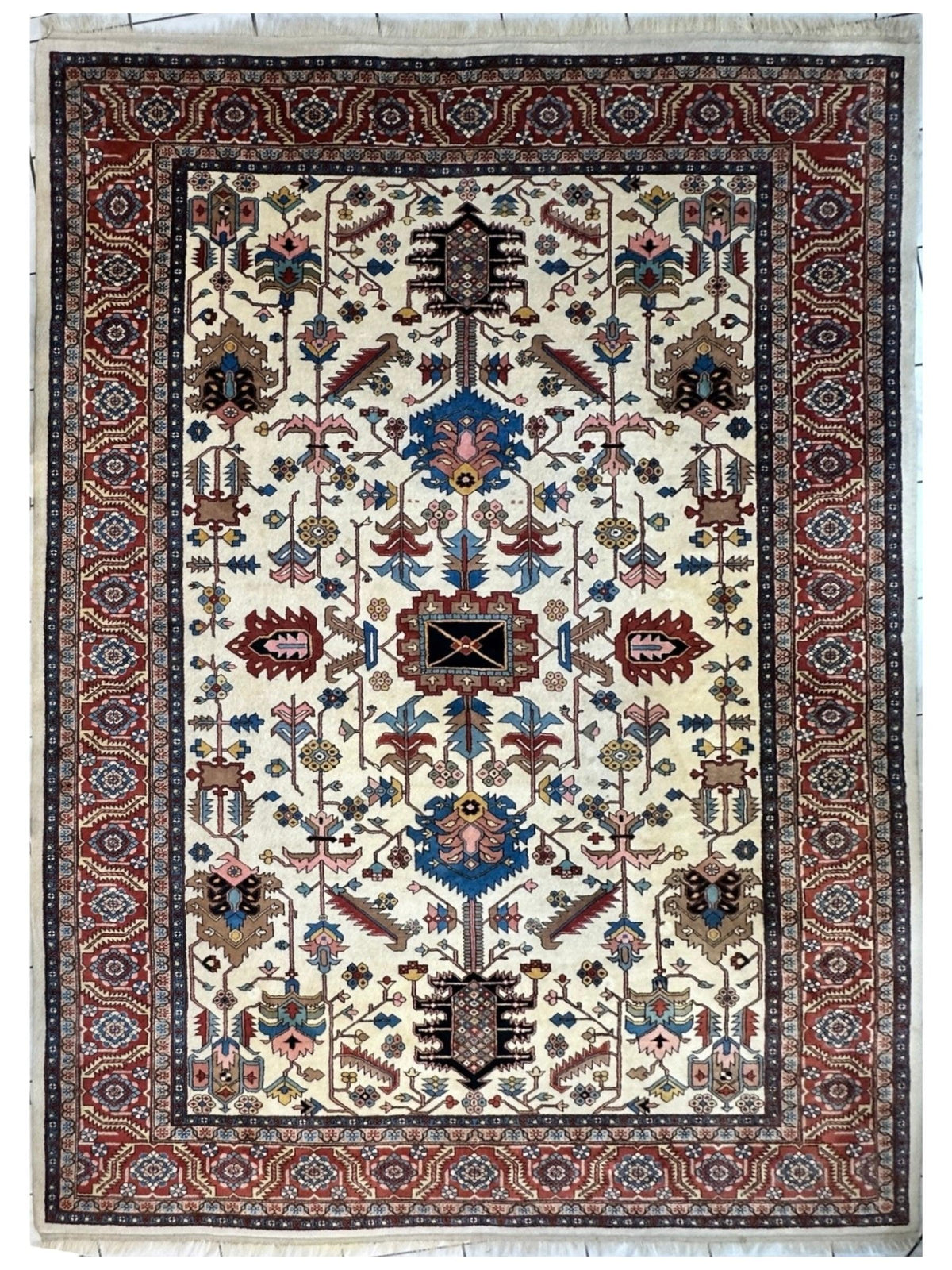 Hand-Knotted Vintage Afghani Serapi Wool Rug – 10'10" x 15'10" – Elegant Traditional Area Rug - Rugistan