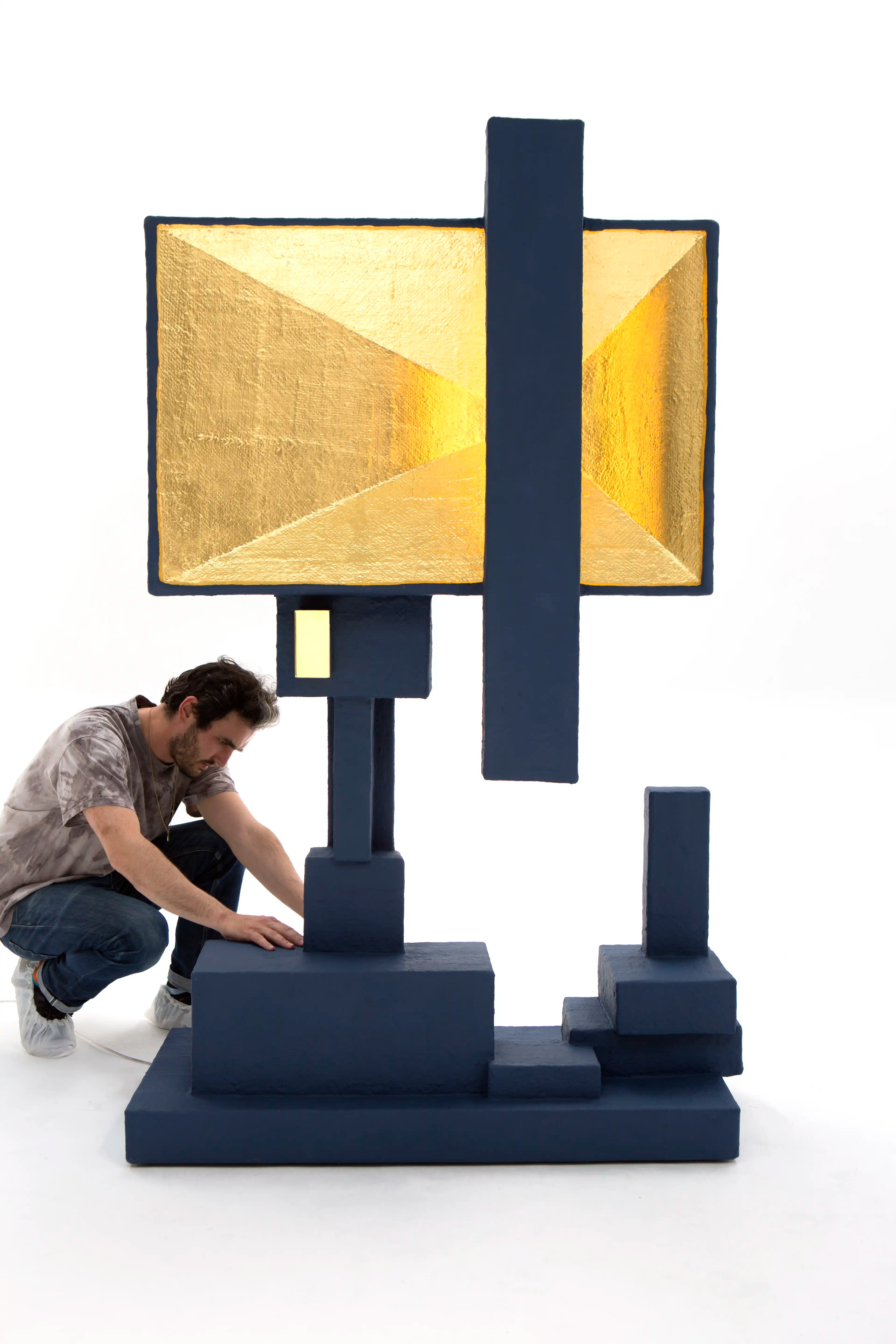 Blue Upcycled Floor Lamp - BOX-2 by Studio Josha