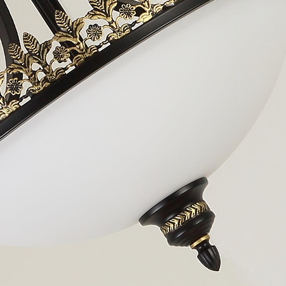 Black Vintage Bowl Frosted Glass Semi-Flush Mount 16.9"