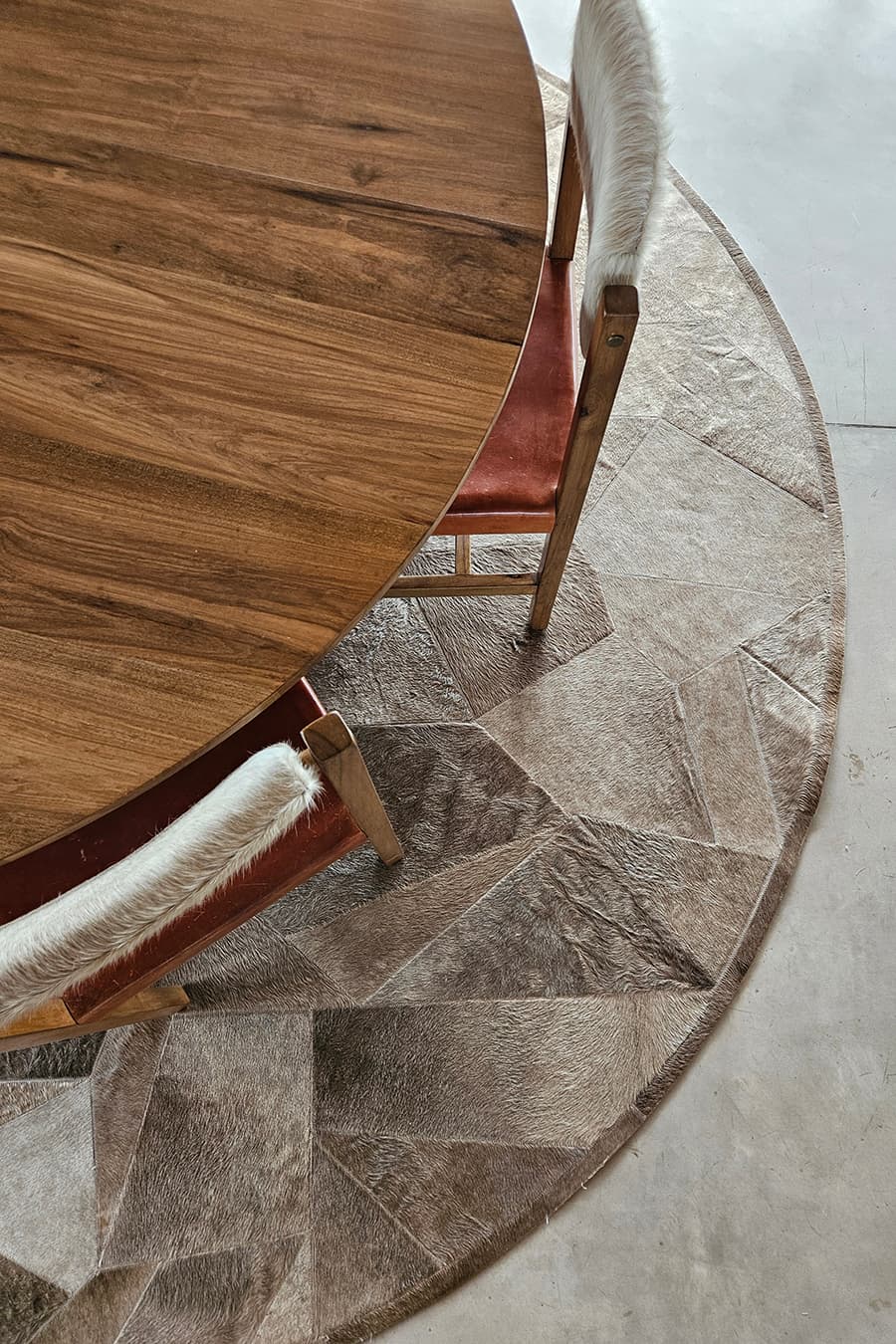 BROKEN ROUND - Patchwork Cowhide Rug - Homelosophy, view 4