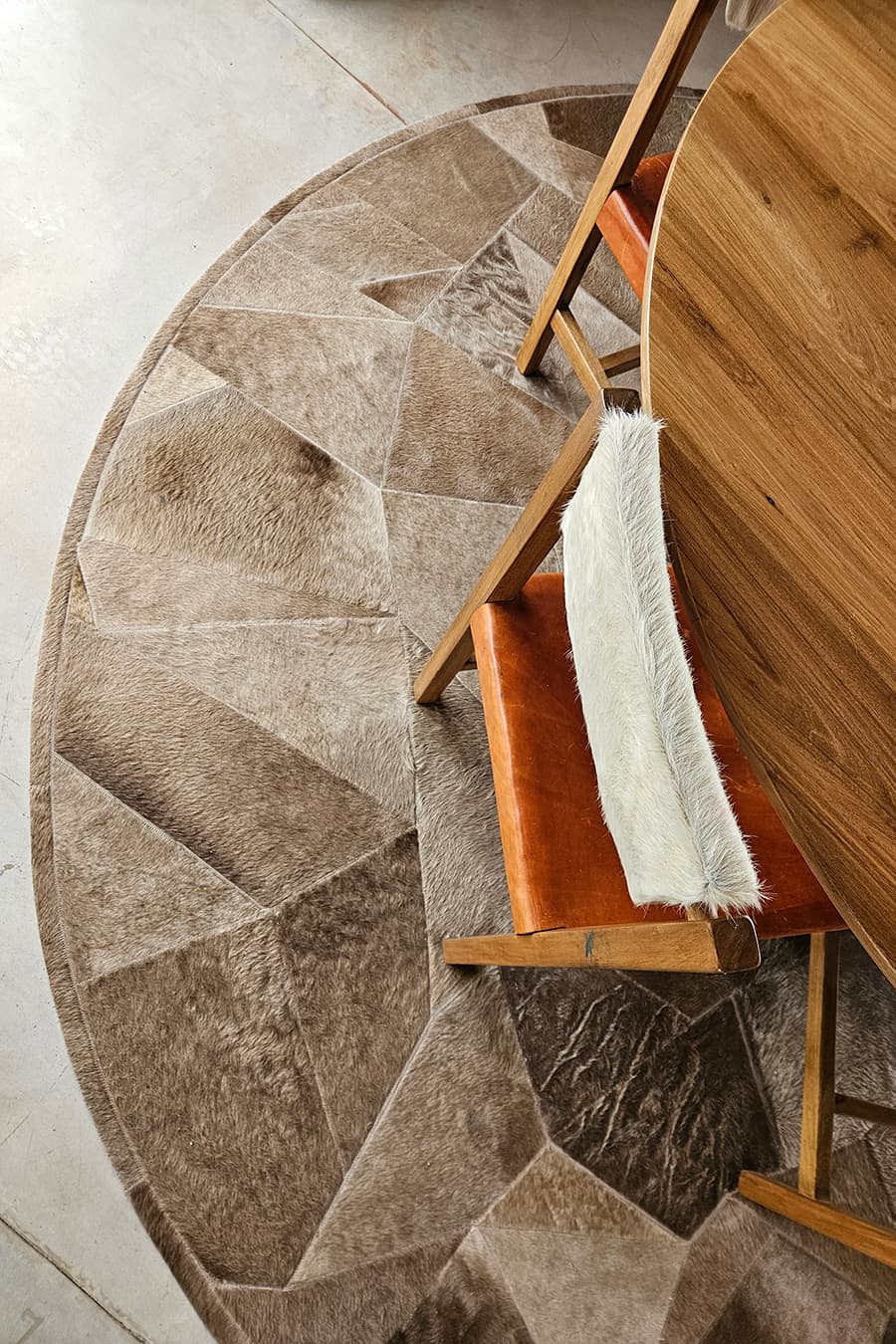 BROKEN ROUND - Patchwork Cowhide Rug - Homelosophy, view 3