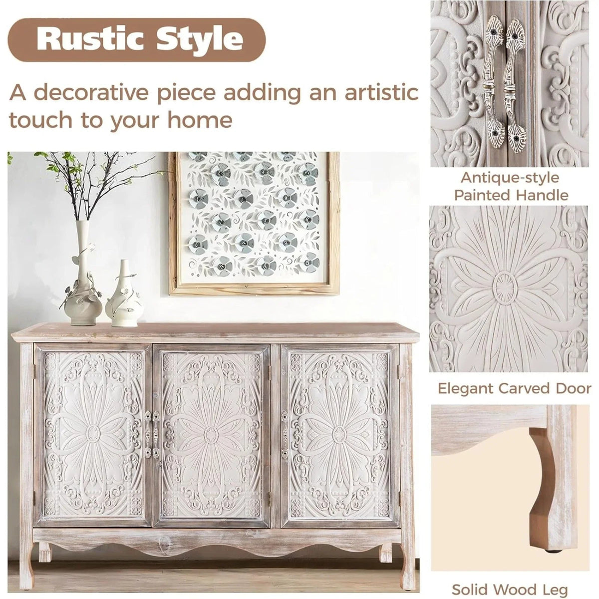 Buffet Cabinet - Vintage Wood Two-Door — House of Avana, view 5 of 22