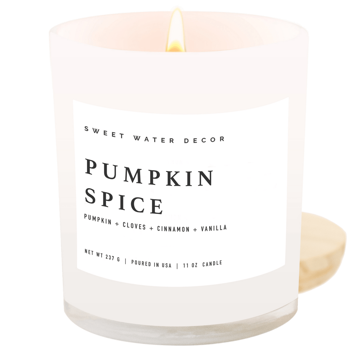 Pumpkin Spice Soy Candle - White Jar - 11 oz - Sweet Water Decor