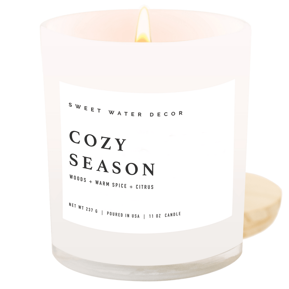 Cozy Season Soy Candle - White Jar - 11 oz - Sweet Water Decor