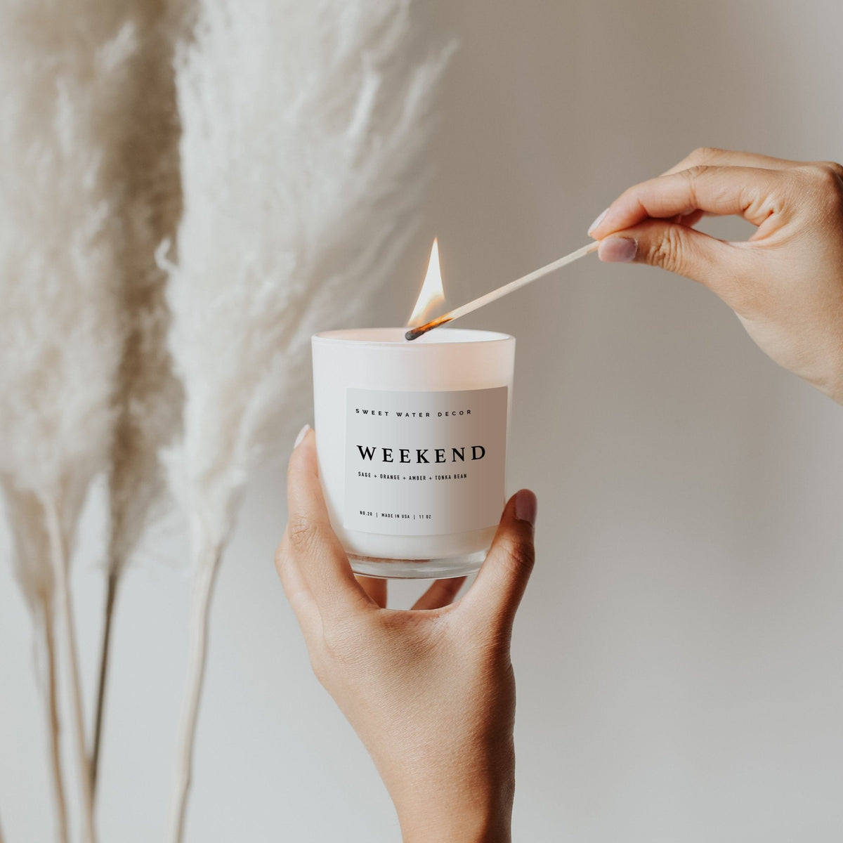 Weekend Soy Candle - White Jar - 11 oz - Sweet Water Decor, view 3