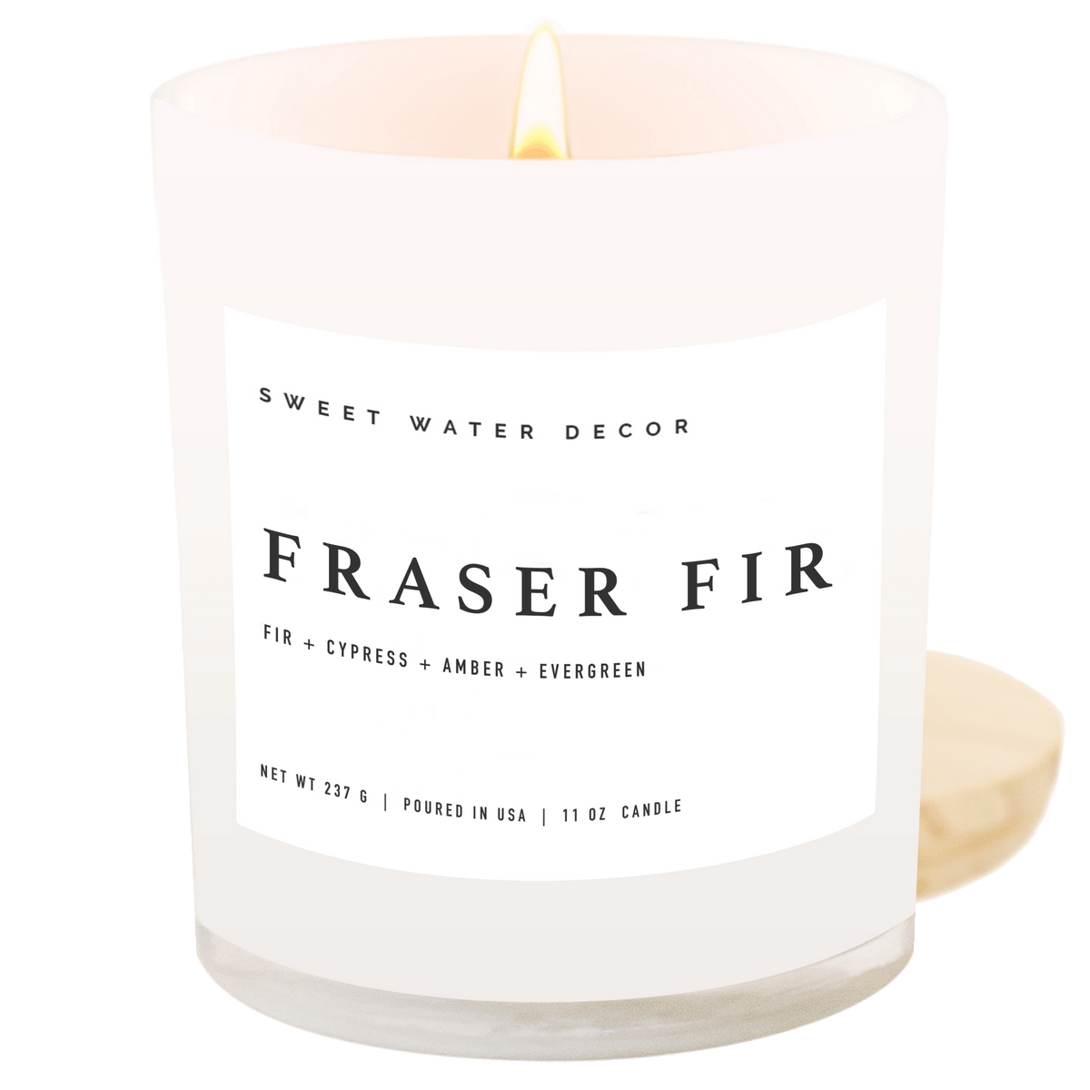 Fraser Fir Soy Candle - White Jar - 11 oz - Sweet Water Decor