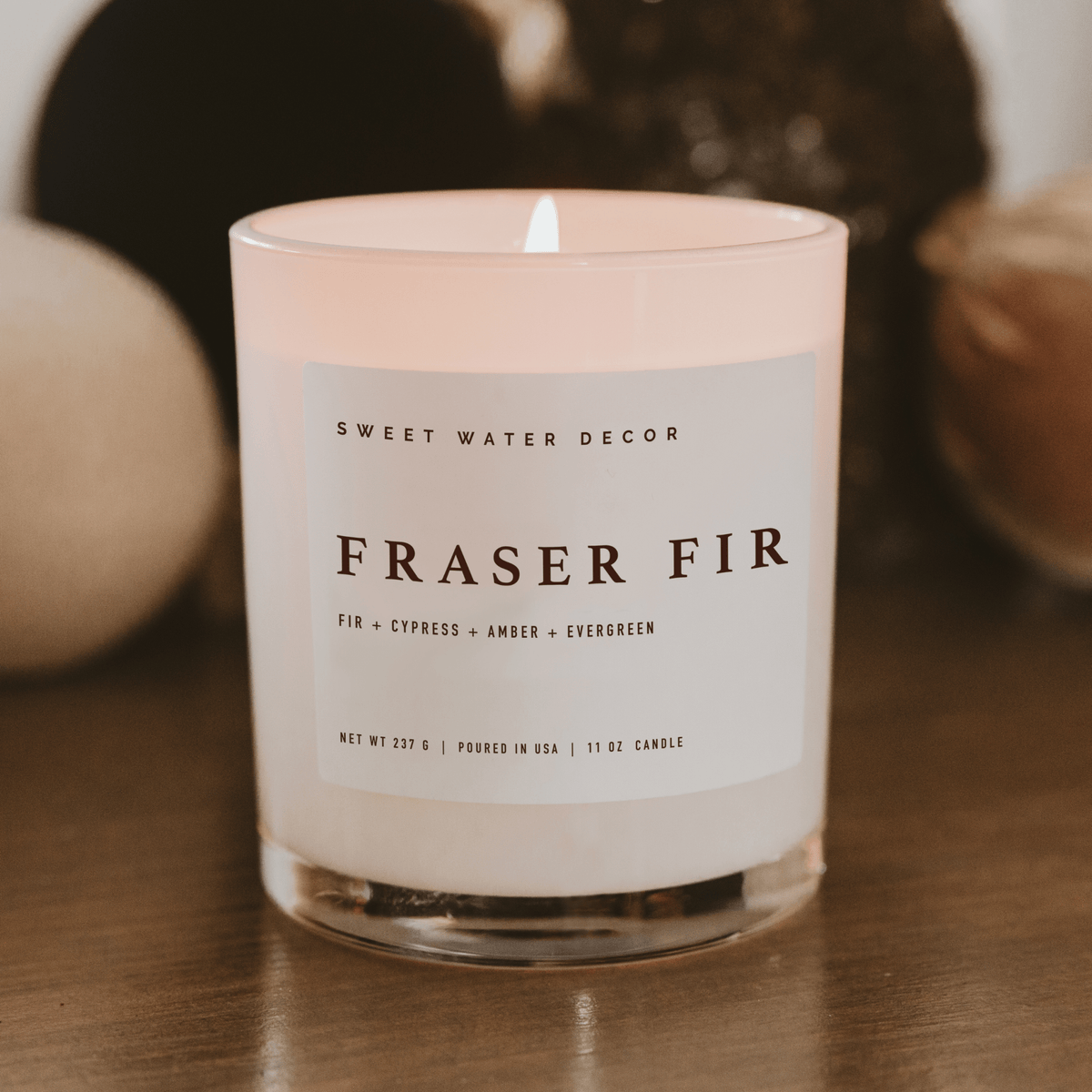 Fraser Fir Soy Candle - White Jar - 11 oz - Sweet Water Decor, view 2