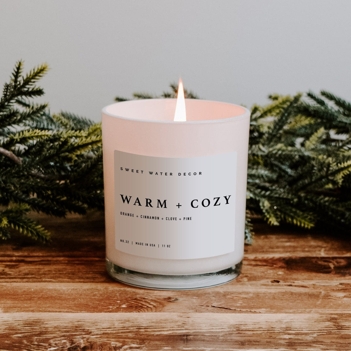 Warm and Cozy Soy Candle - White Jar - 11 oz - Sweet Water Decor, view 3