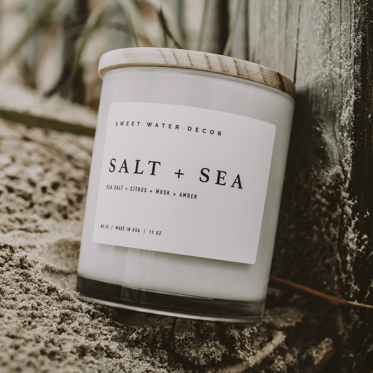 Salt and Sea Soy Candle - White Jar - 11 oz - Sweet Water Decor, view 2