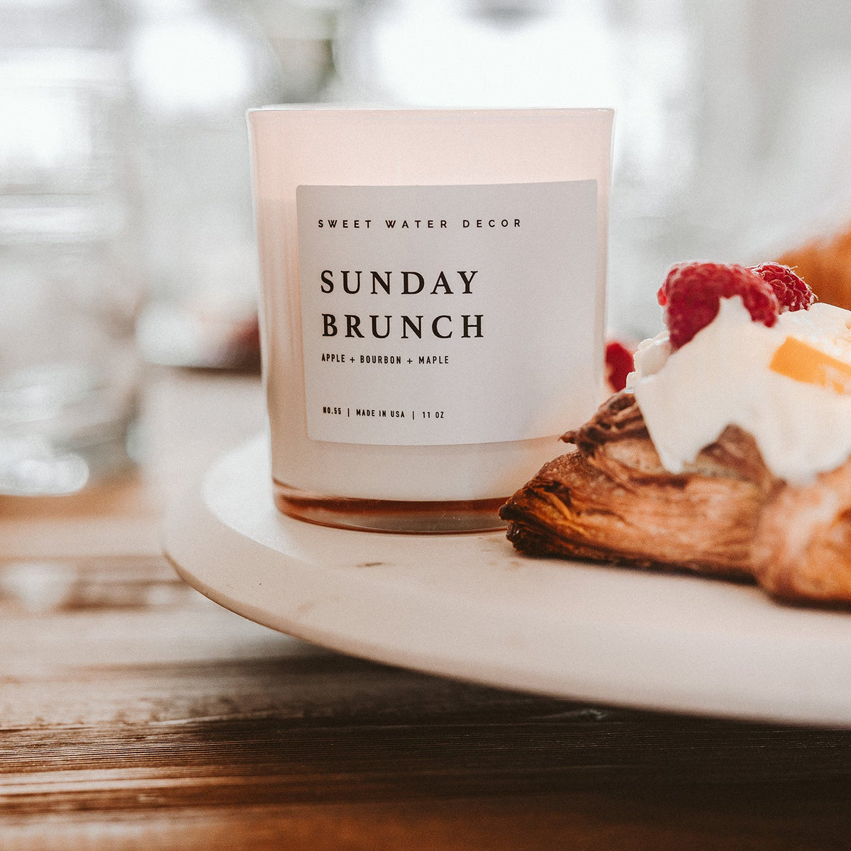 Sunday Brunch Soy Candle - White Jar - 11 oz - Sweet Water Decor, view 2