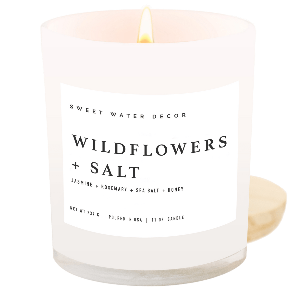 Wildflowers and Salt Soy Candle - White Jar - 11 oz - Sweet Water Decor
