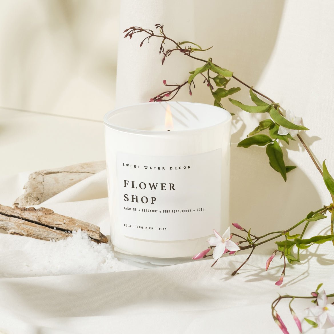 Flower Shop Soy Candle - White Jar - 11 oz - Sweet Water Decor, view 6