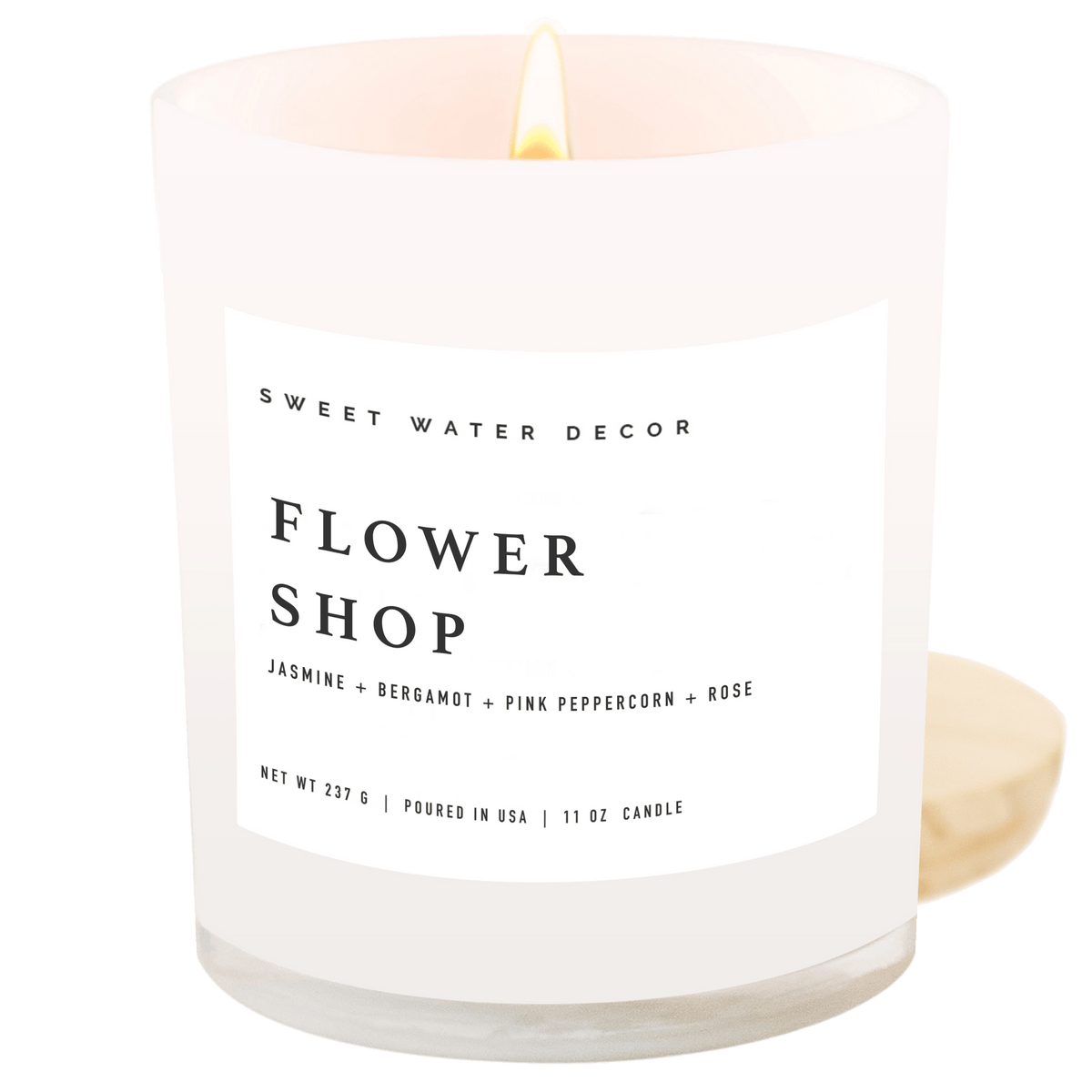 Flower Shop Soy Candle - White Jar - 11 oz - Sweet Water Decor