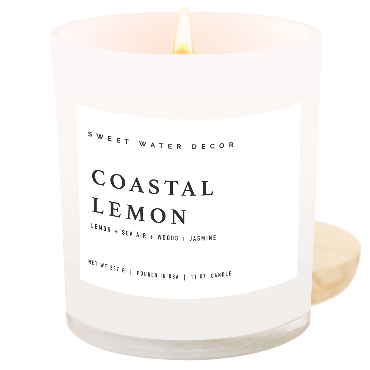 Coastal Lemon Soy Candle - White Jar - 11 oz - Sweet Water Decor