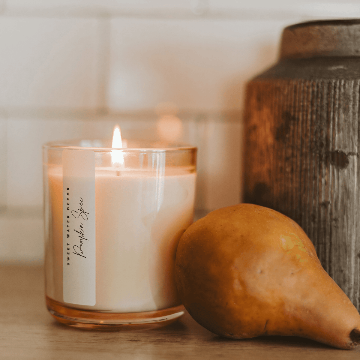 Pumpkin Spice Soy Candle - Tinted Glass Jar - 12 oz - Sweet Water Decor, view 2