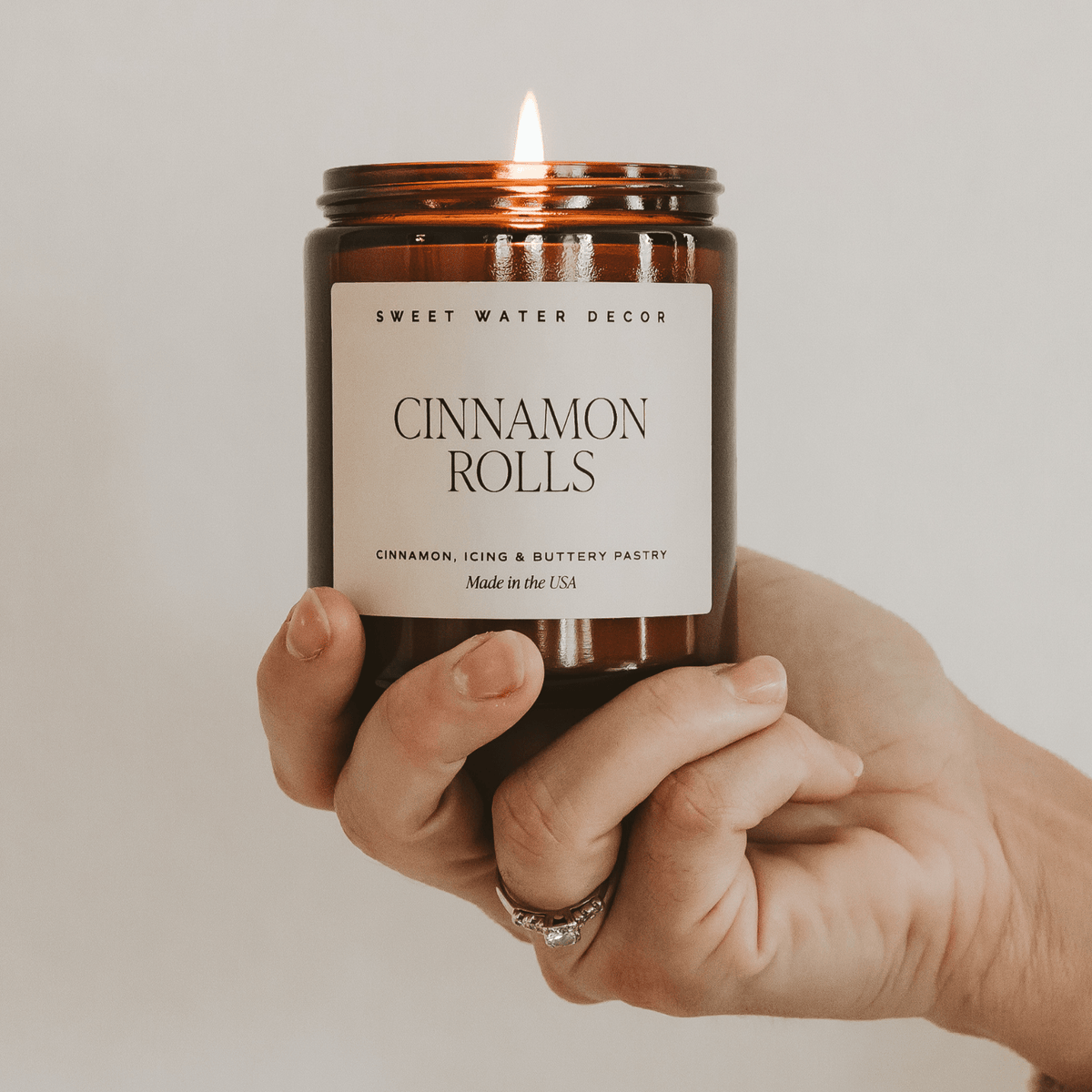 Cinnamon Rolls Soy Candle - Amber Jar - 9 oz - Sweet Water Decor, view 4