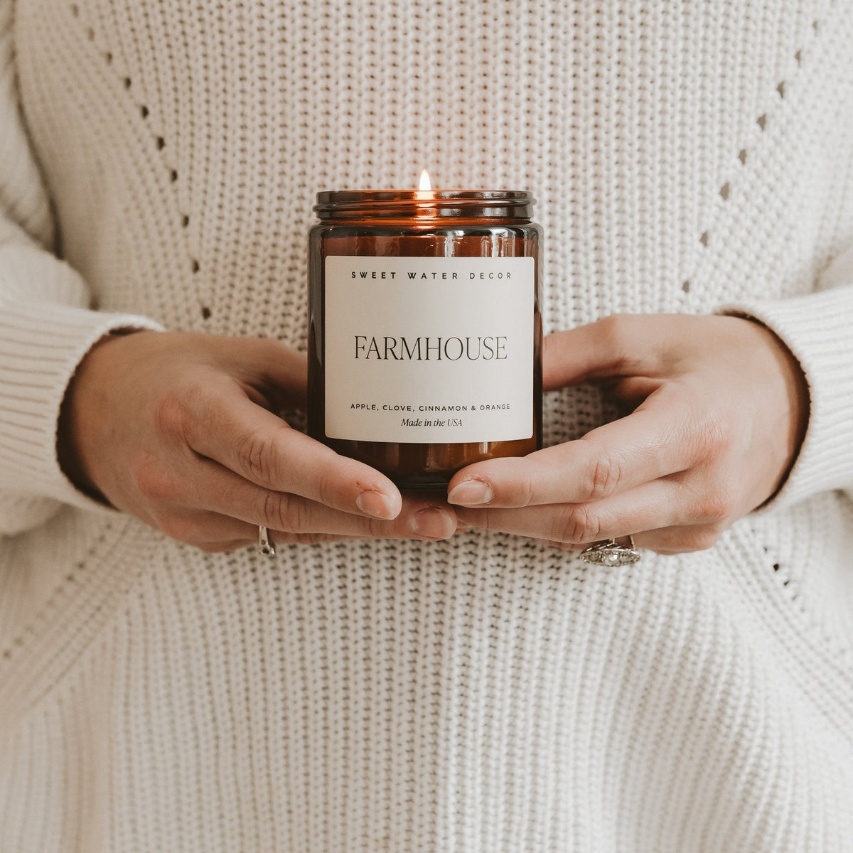 Farmhouse Soy Candle - Amber Jar - 9 oz - Sweet Water Decor, view 5