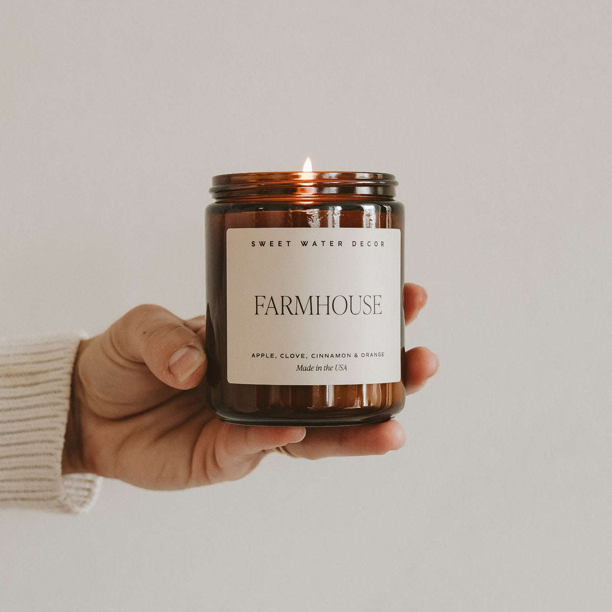 Farmhouse Soy Candle - Amber Jar - 9 oz - Sweet Water Decor, view 4