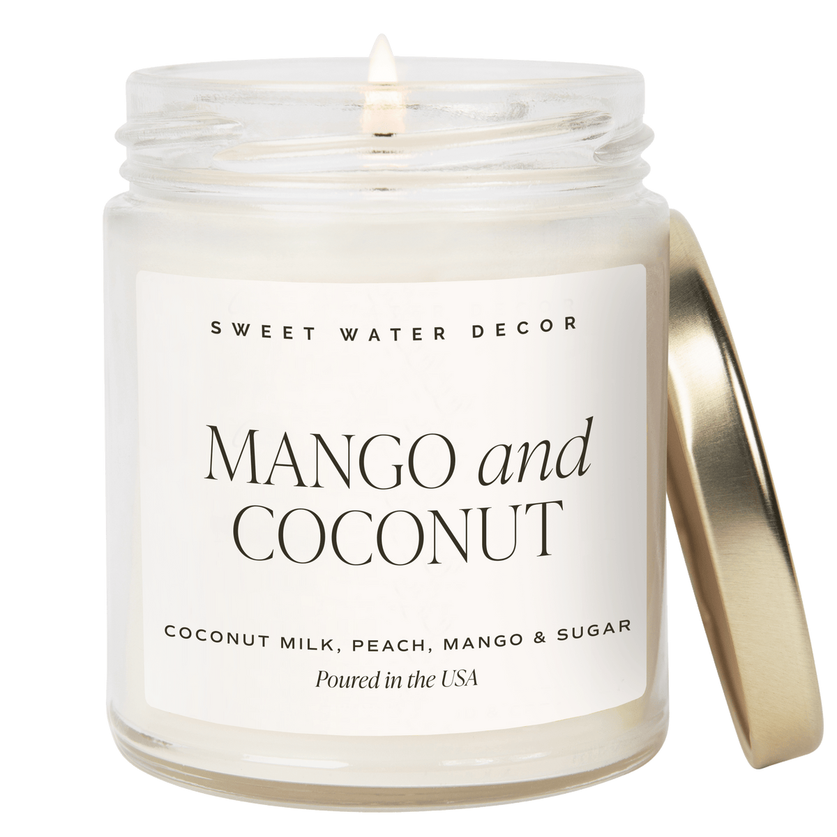 Mango and Coconut Soy Candle - Clear Jar - 9 oz - Sweet Water Decor