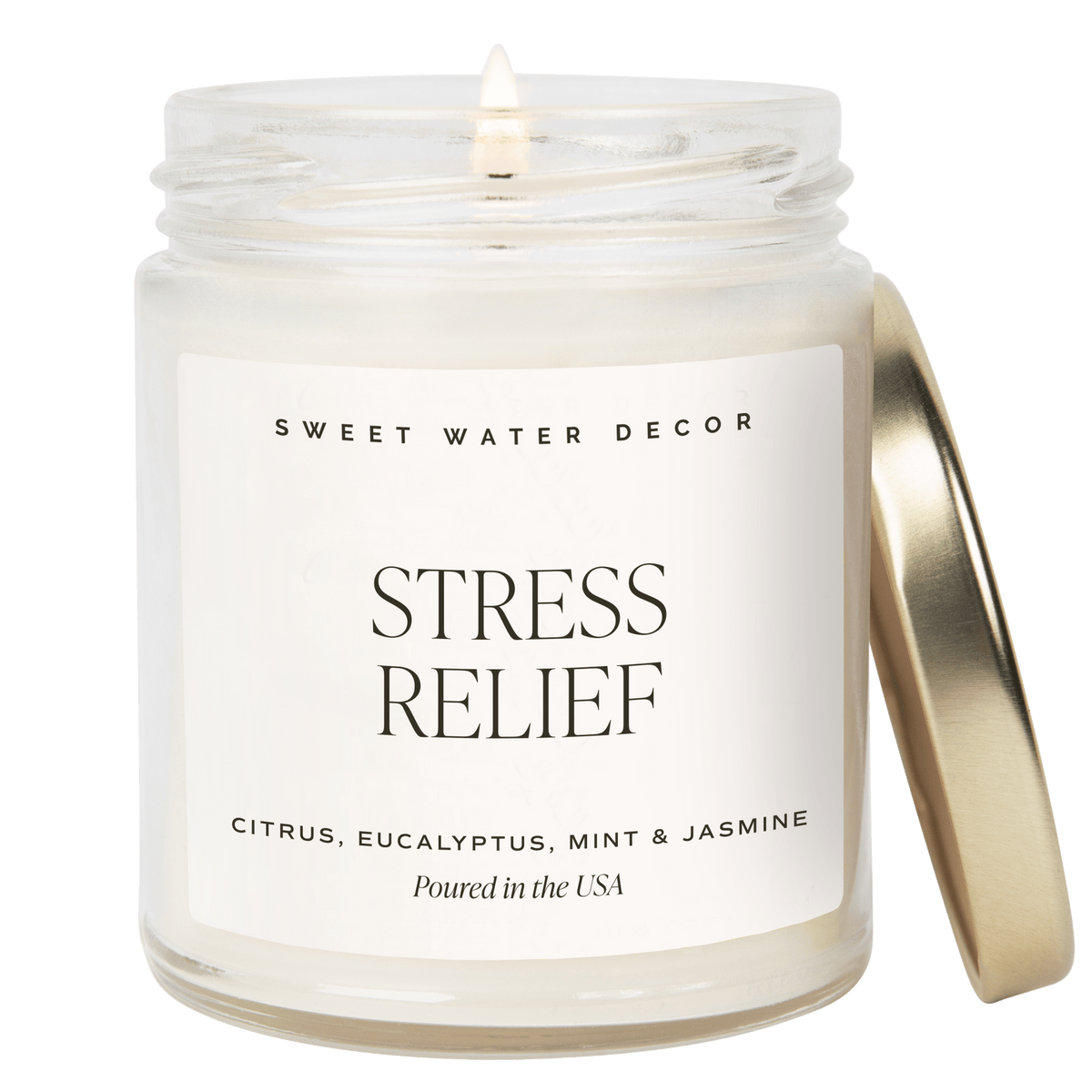 Stress Relief Soy Candle - Clear Jar - 9 oz - Sweet Water Decor