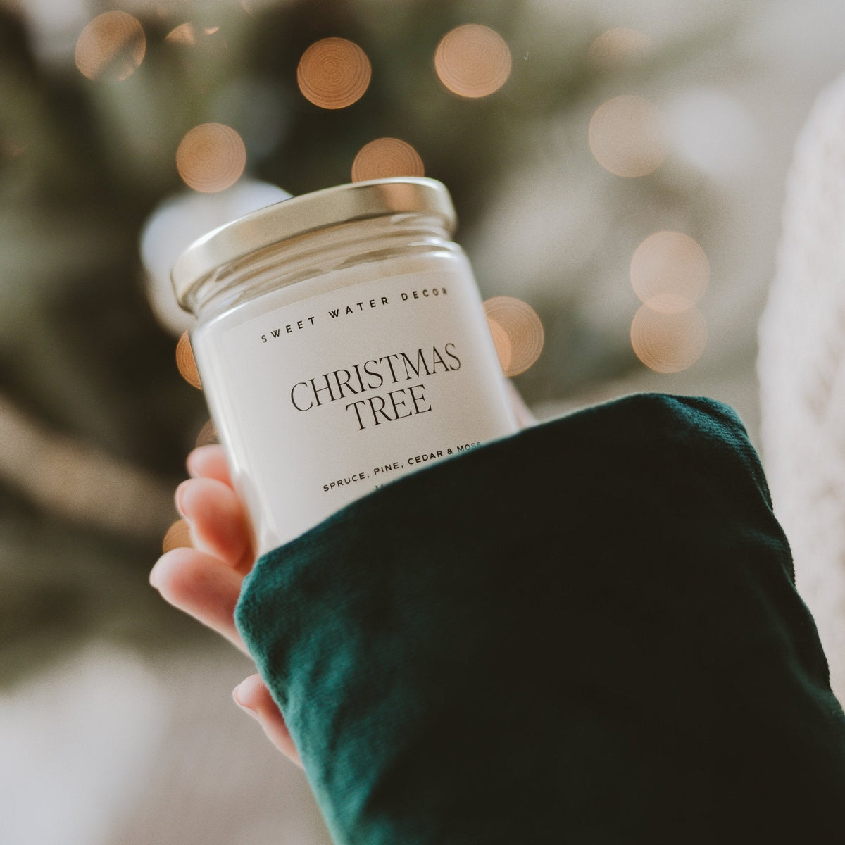 Christmas Tree Soy Candle - Clear Jar - 9 oz - Sweet Water Decor, view 2
