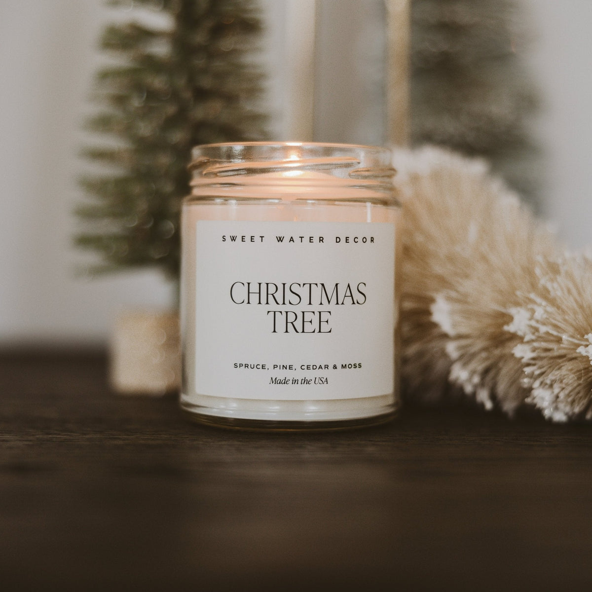 Christmas Tree Soy Candle - Clear Jar - 9 oz - Sweet Water Decor, view 5