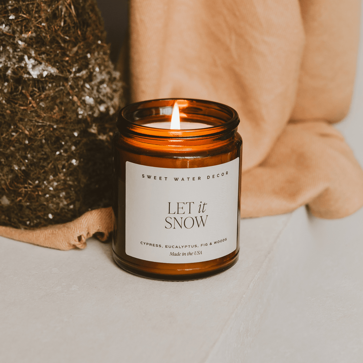 Let It Snow Soy Candle - 9 oz Amber Jar - Sweet Water Decor, view 2