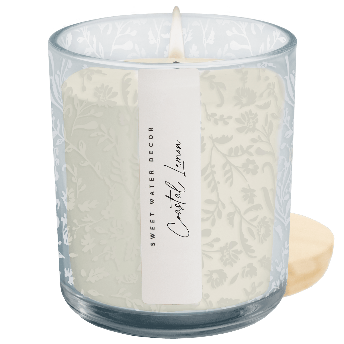 Coastal Lemon Soy Candle - Blue Tinted Glass Jar - 12 oz - Sweet Water Decor