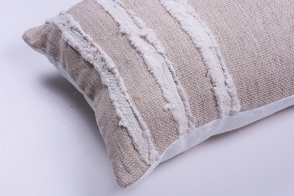 Ivory Raw Linen Square Pillow - Homelosophy, view 2