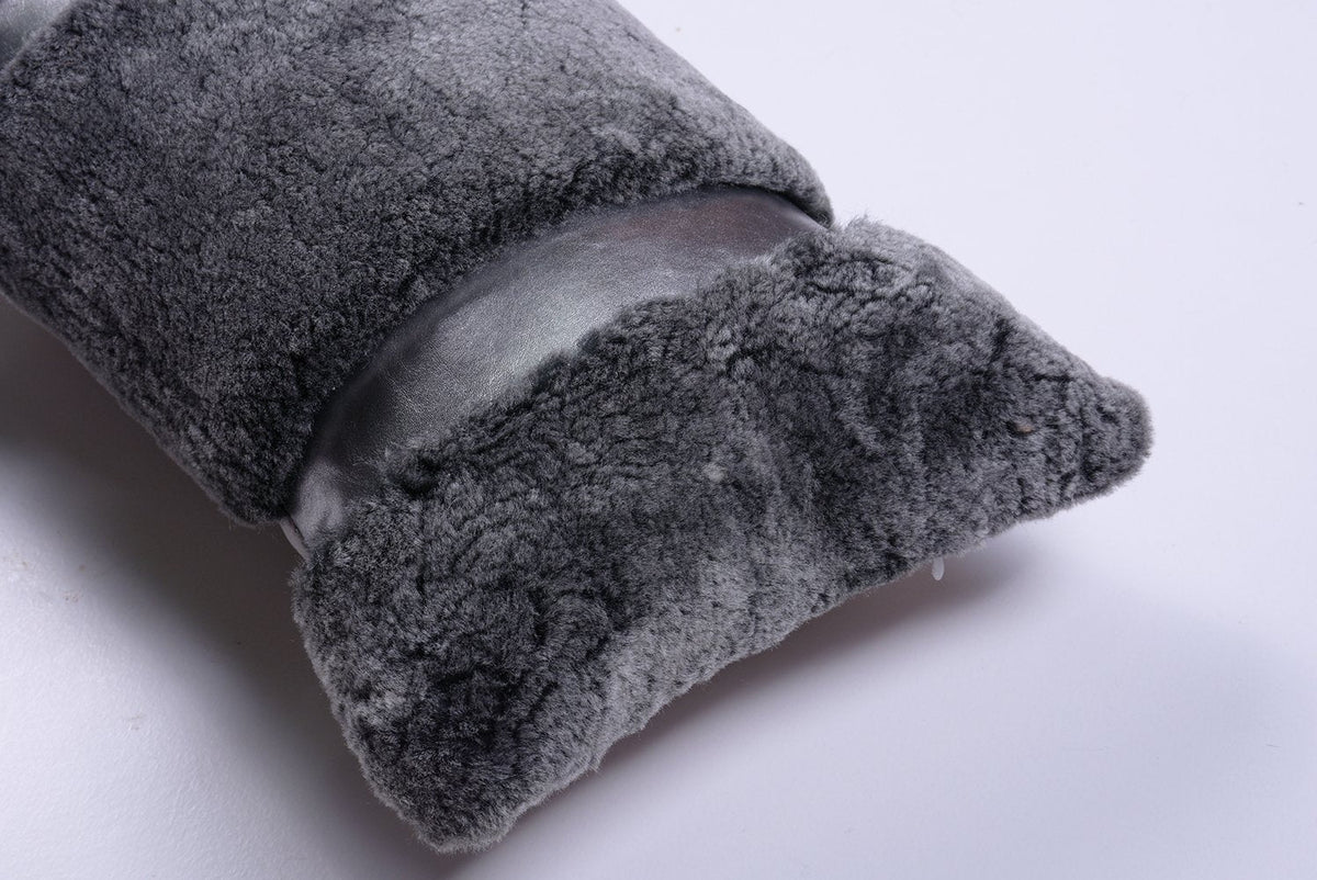 Shearling & Leather Lumbar Pillow - Homelosophy, view 6