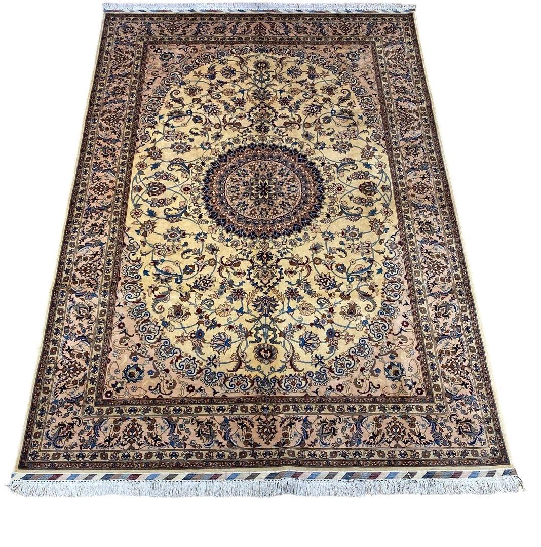 Afghan Nain Rug 7x10 | Beige, Brown & Navy | Hand-Knotted Belgian Wool - Rugistan, view 2