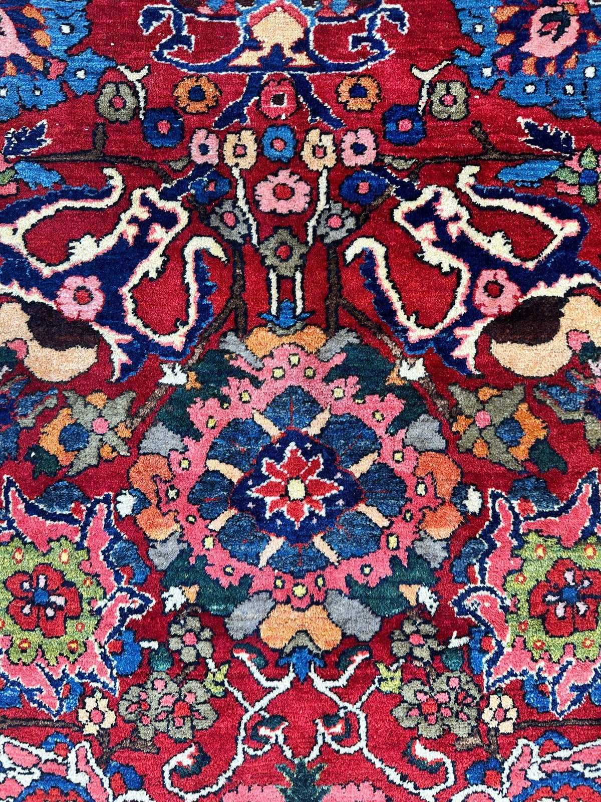Antique Persian Bakhtiari Rug 9x13 | Red, Navy & Ivory | Hand-Knotted Wool - Rugistan, view 9