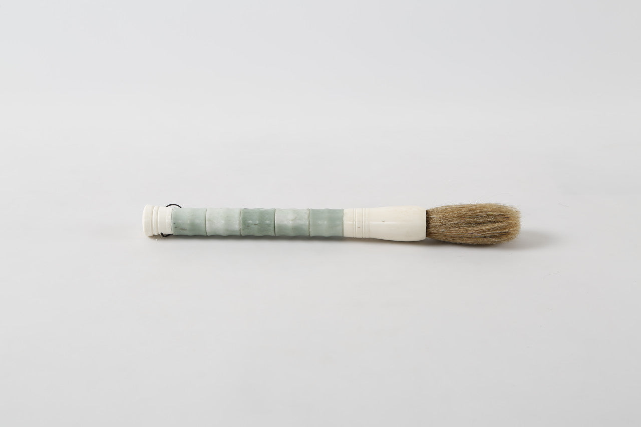 12" White Jade Bamboo-shaped Calligraphy Brush image